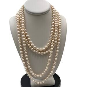 J. Crew Vintage Four MultiStrand Hand Knotted Off White Pearl Layering Necklace